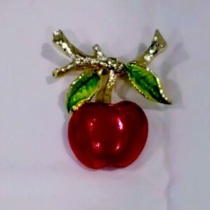 Gerry's Signed Red and Green Enamel Lapel Pin Brooch Gerry Weber​